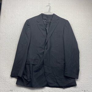 Canali Black Wool Sportcoat Men Sz 54L Blazer Jacket Pinstripe Italy Made Read